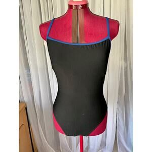 Miraclesuit one piece swimsuit Black blue trim size 12